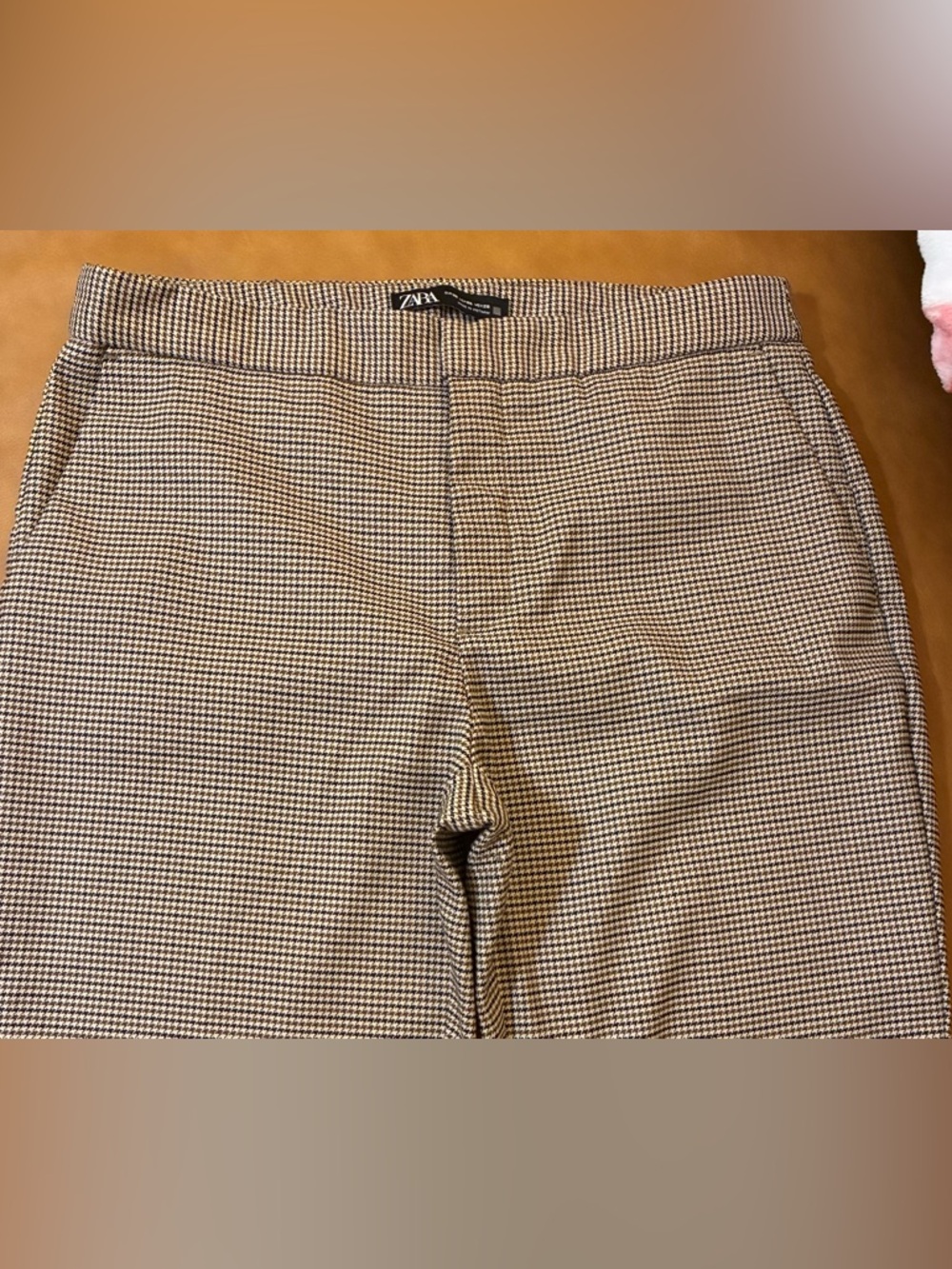 Zara Black, Browns & Tan Cream Houndstooth Slim Pants - Picture 3 of 11